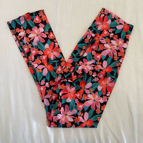 NWT Beach Riot Piper Printed Leggings Tights In Fiery Plumeria Floral XS - Picture 2 of 5